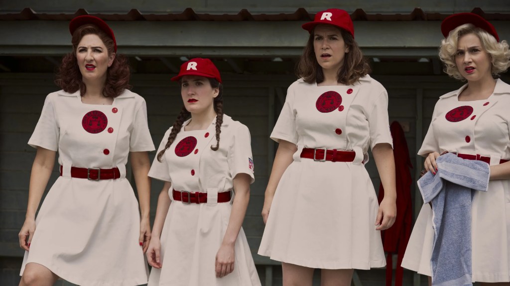 A League of Their Own characters looking into the distance