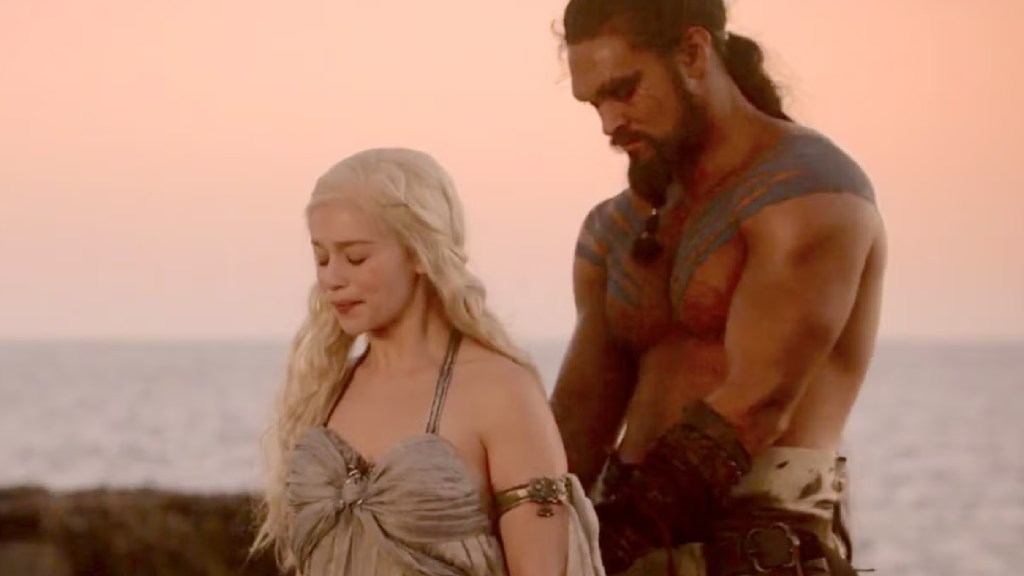 Daenerys and Khal Drogo on their wedding night in Game of Thrones