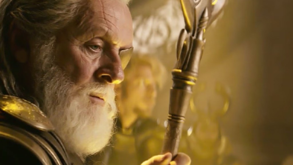 Odin holding Gungnir in the MCU