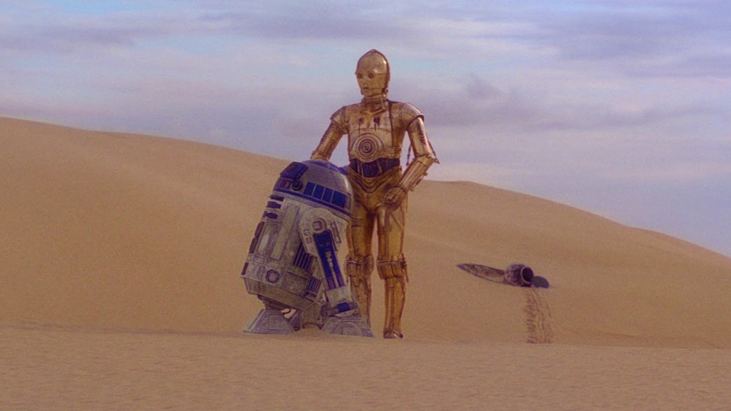 R2-D2 and C-3PO lost on Tatooine