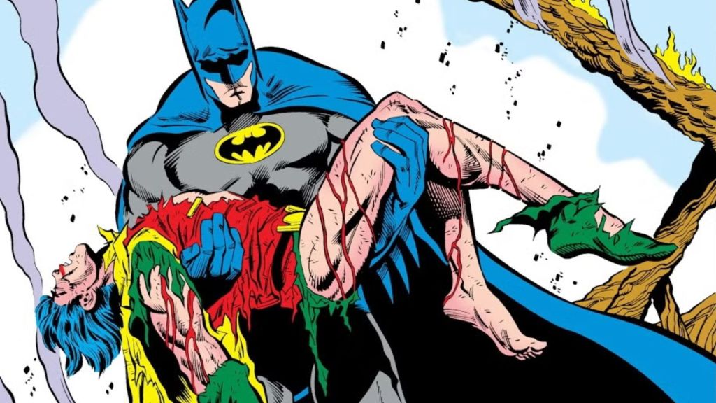 Batman hält einen toten Robin