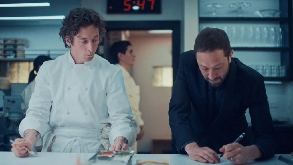 Ebon Moss-Bachrach as Richie and Jeremy Allen White as Carmy in The Bear Season 4
