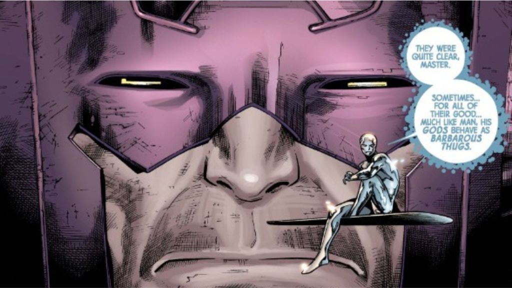 Silver Surfer talking to Galactus