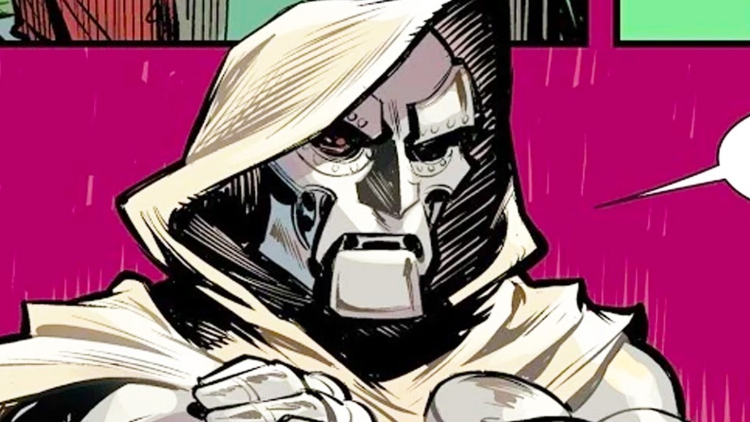 God Emperor Doom in his white hood in Marvel Comics' Secret Wars
