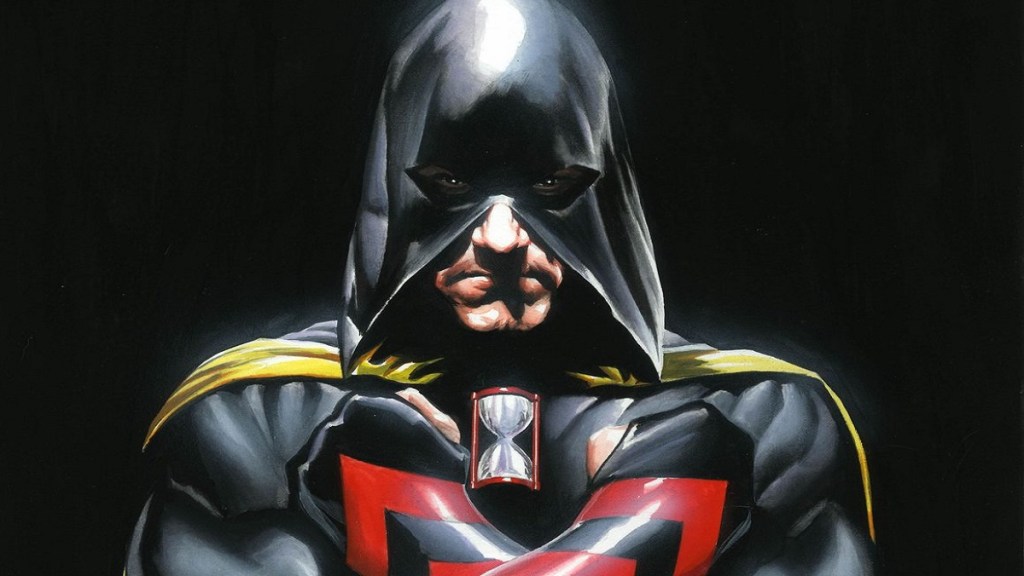Hourman II with his arms crossed over his chest