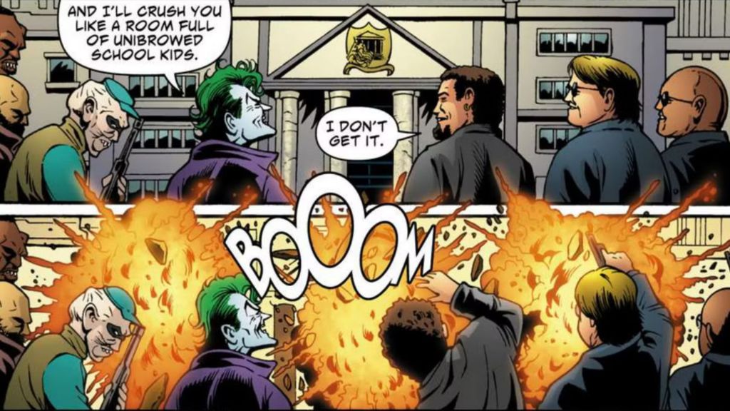 Joker bläst eine Schule voller Kinder in die Luft