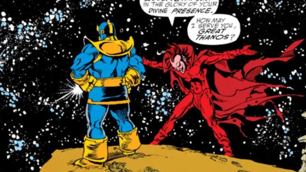 Mephisto bows down to Thanos