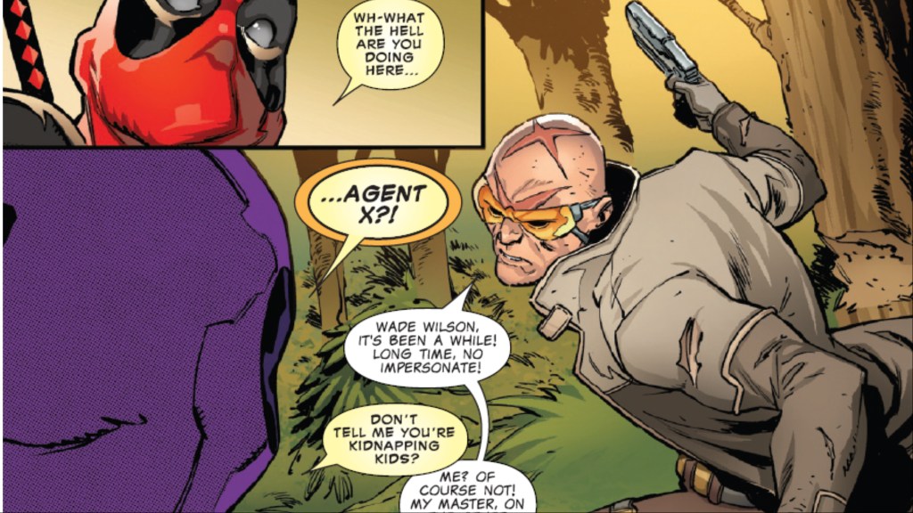 Deadpool confronting Agent X
