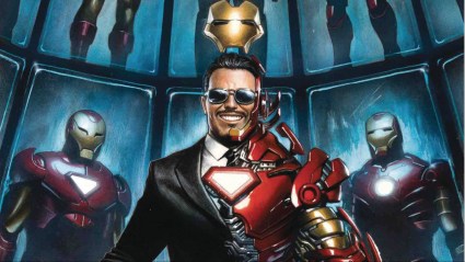 Irpon Man with his armor half on, with more of his armors behind him