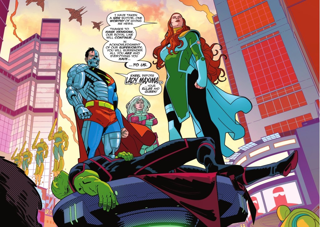 Maxima and Cyborg Superman together with an army