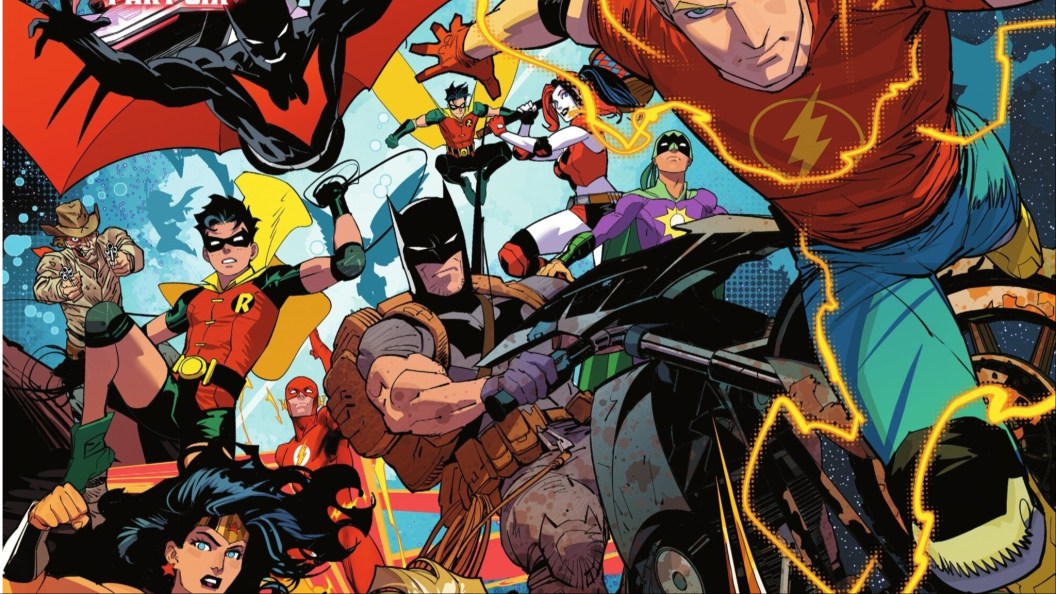 Multiple versions of Batman, Robin, the FLash, Wonder Woman, Batman Beyond