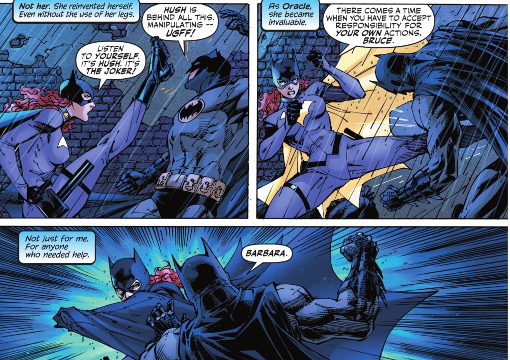 Batman and Batgirl fighting it out