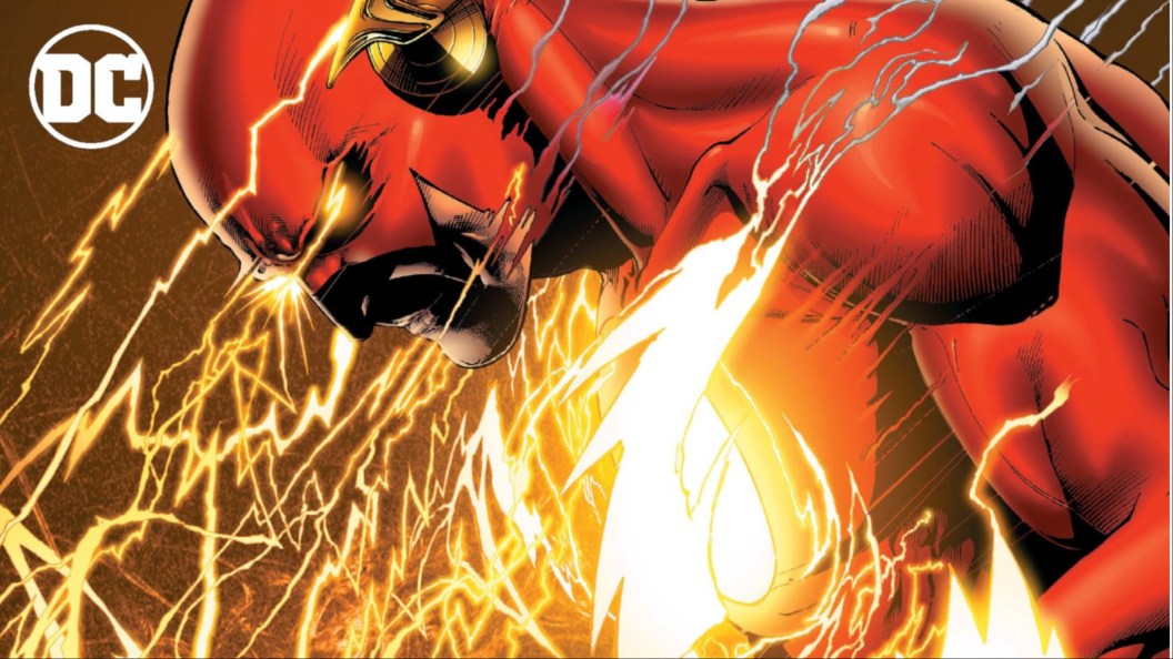 The Flash surrounded by lightning energy