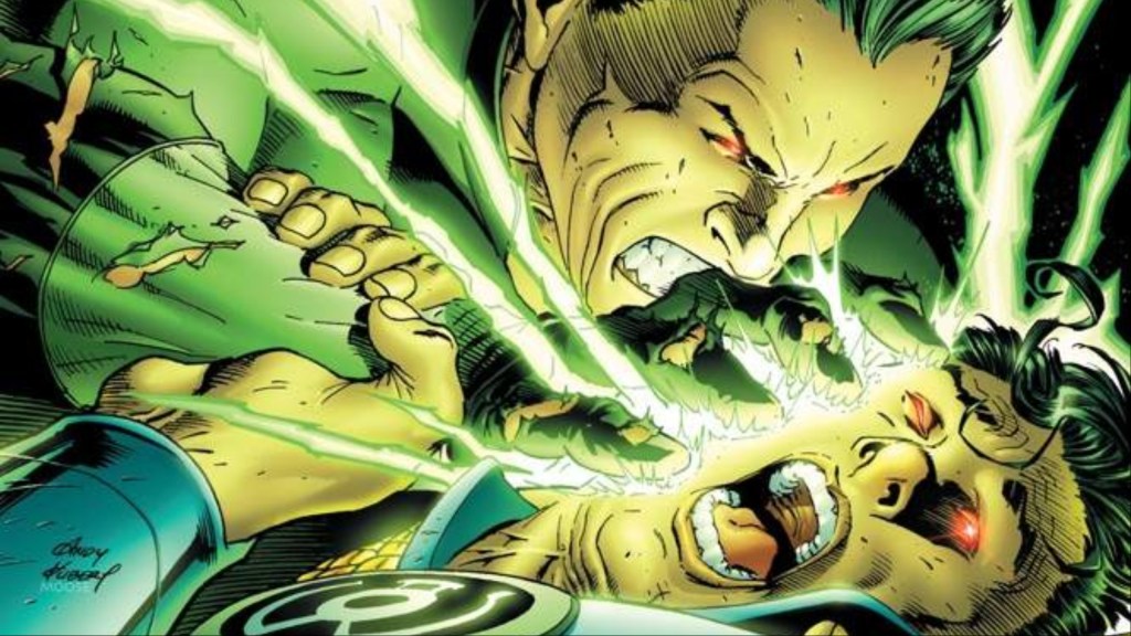 Sodam Yat using his energy powers on Superboy-Prime's face