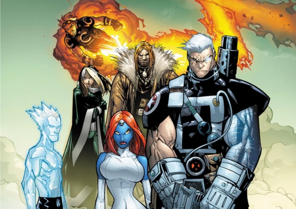 Iceman, Rogue, Cannonball, Mystique, Sabretooth, and Cable