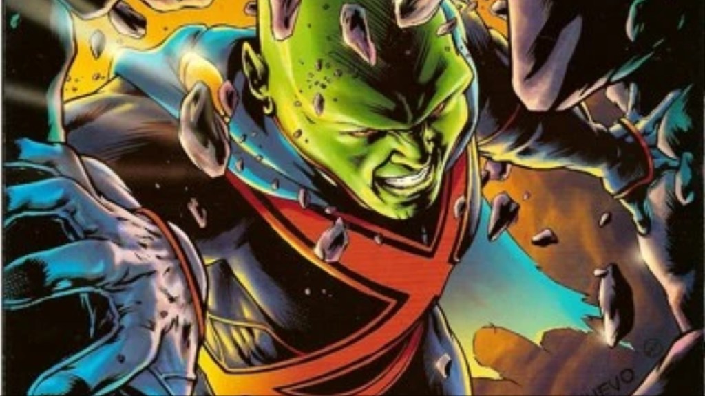 Martian Manhunter smashing through a wall