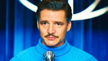 Pedro Pascal's Reed Richards giving a press conference in The Fantastic Four First Steps