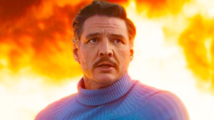 Reed Richards' Mister Fantastic with an explosion in The Fantastic Four First Steps