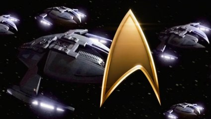 Star Trek logo with JemHadar ships