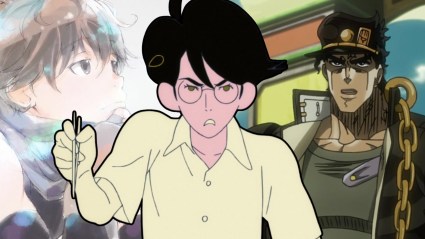 Tatami Galaxy Grimgar Jojo's Bizarre Adventure anime with unique art styles