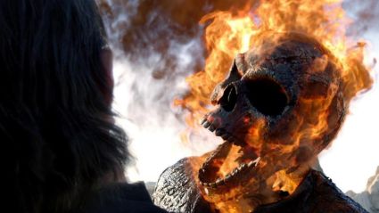 Ghost Rider opening his mouth.