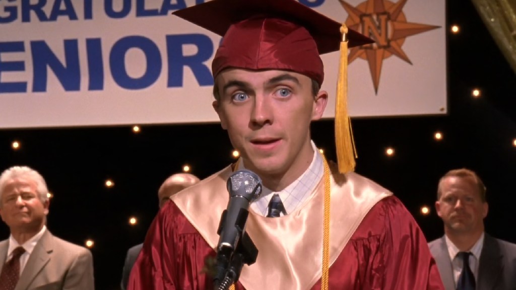 Frankie Muniz as Malcolm during his graduation in Malcolm in the Middle