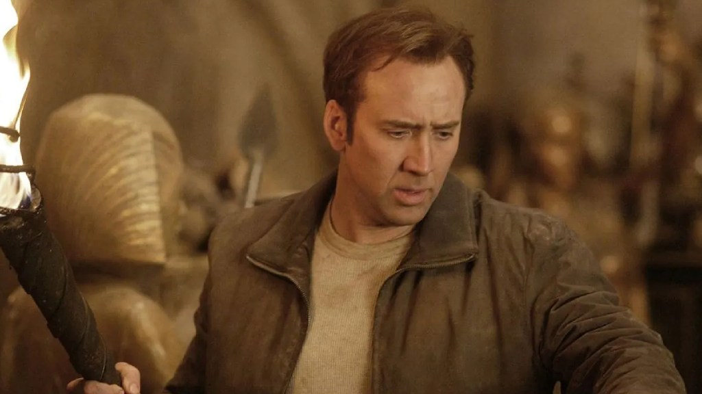 Nicolas Cage with a torch in National Treasure (2004)