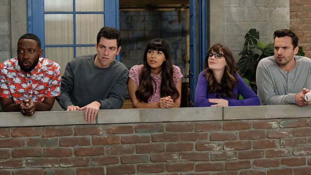 Winston, Schmidt, Cece, Jess, and Nick in the New Girl finale