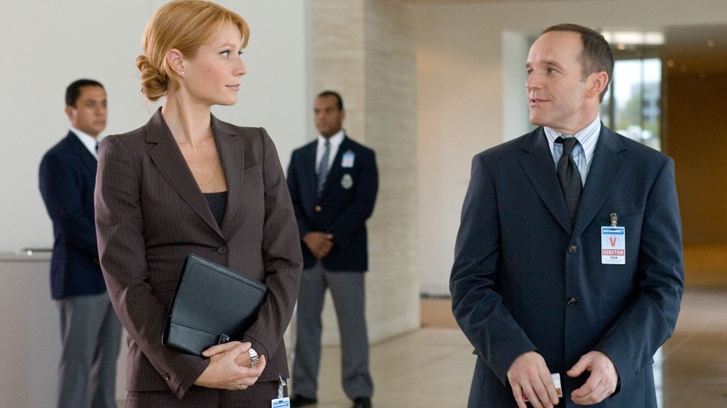 Pepper Potts and Agent Coulson in Iron Man (2008)