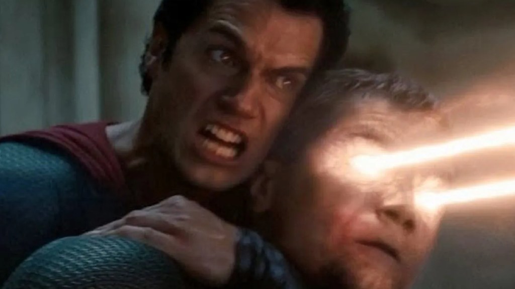 Henry Cavill as Superman restraining Michael Shannon as Zod in Man of Steel (2013)