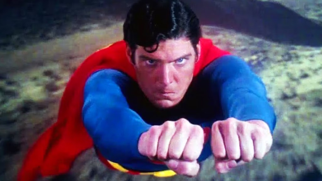 Christopher Reeve as Superman flying in Superman: The Movie (1978)