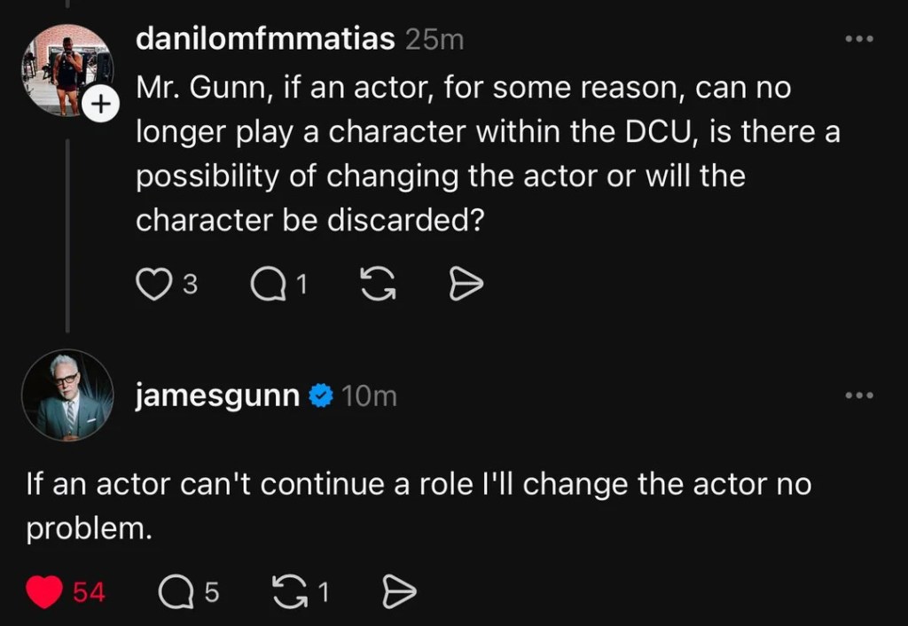 James Gunn DCU Actor Replaced Comments