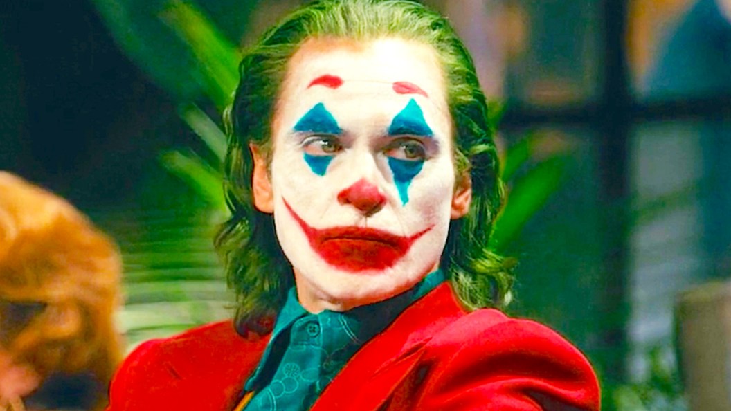 Joaquin Phoenix as Arthur Fleck in make-up in Joker