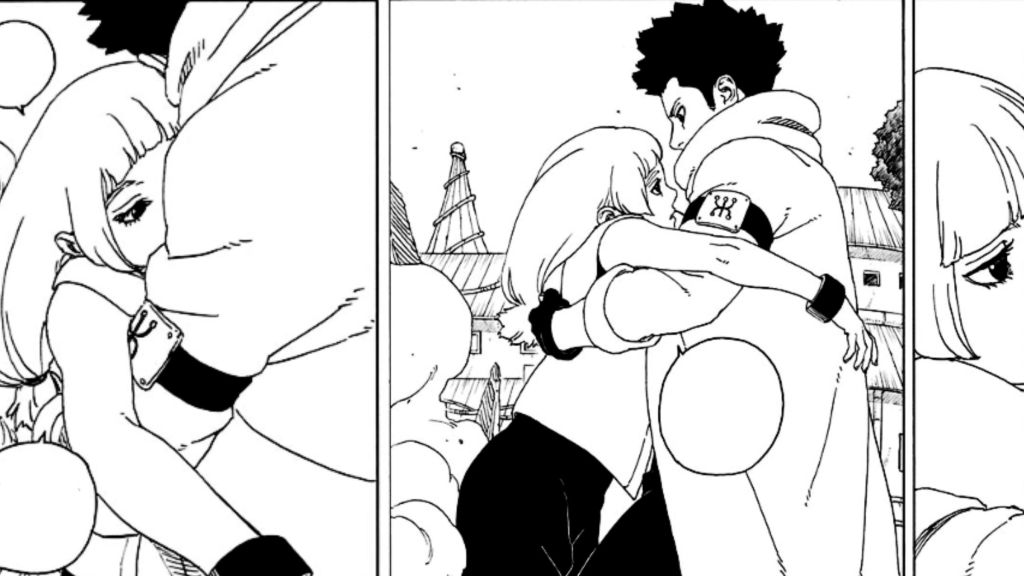 Konohamaru hugging Moegi