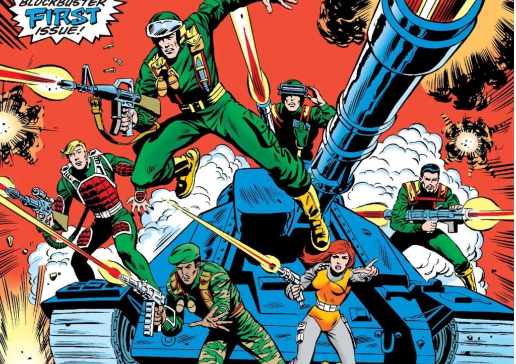 The GI Joe team riding in on a tank