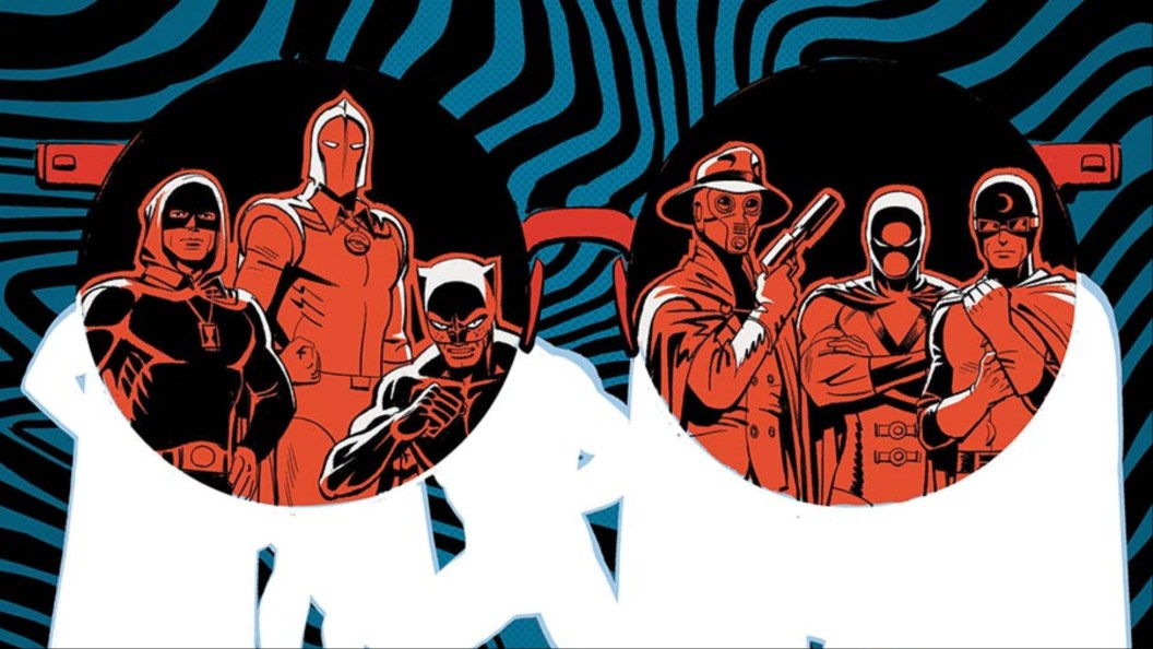 The original members of the JSA in the glasses of Kid Eternity