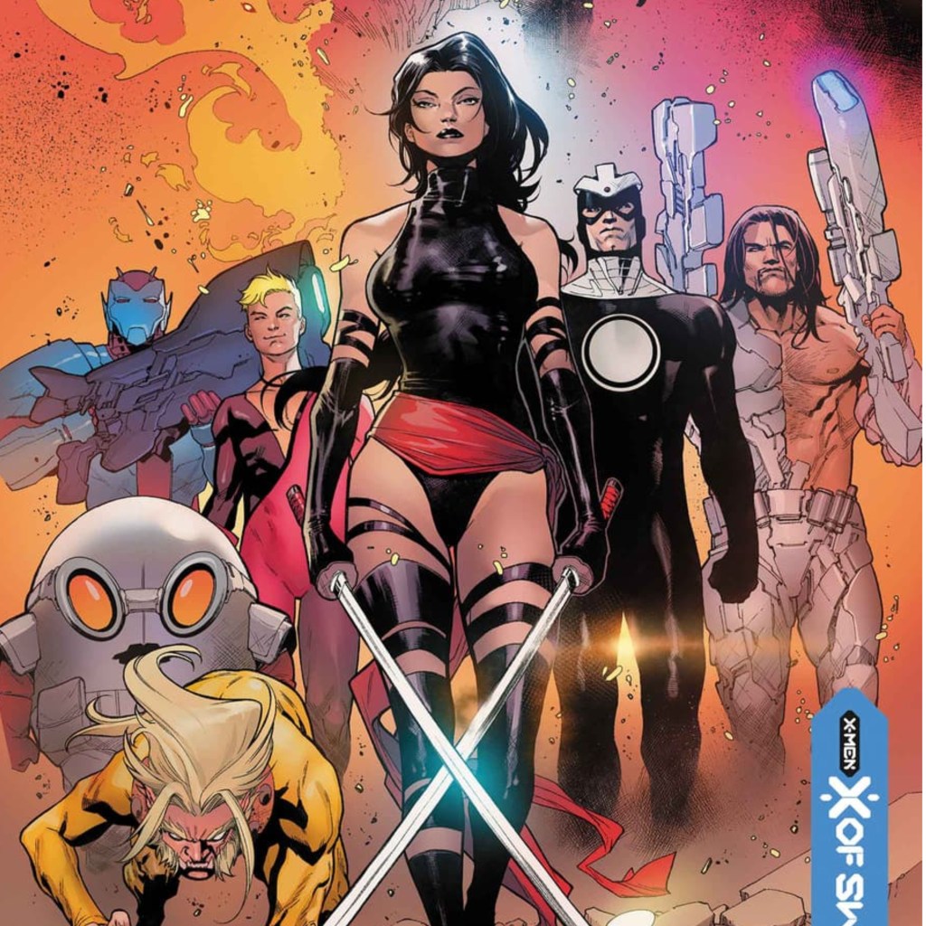 Wild Child, Nanny, Orphan-Maker, Empath, Psylocke, Havok, and Greycrow striding forward