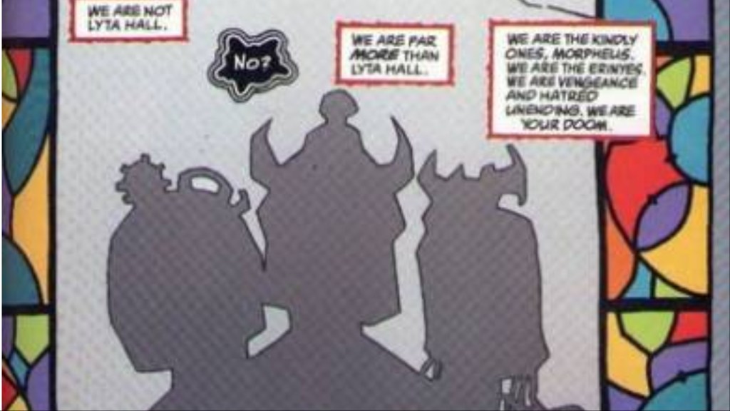 The Shadow of the Kindly Ones as they speak to Morpheus