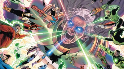 The heroes of the DC Universe attacking Pariah from Dark Crisis on Infinite Earths