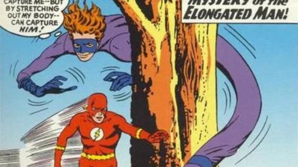 Elongated Man wrapping around a tree trying to surprise the Flash