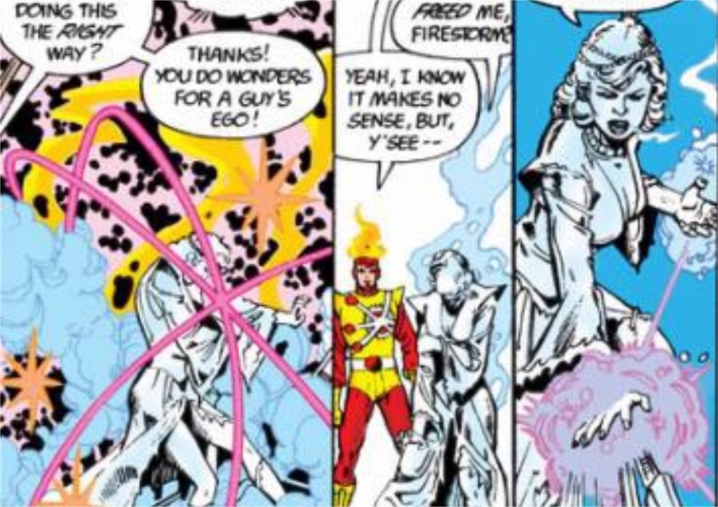 Firestorm and Killer Frost talking and using their powers