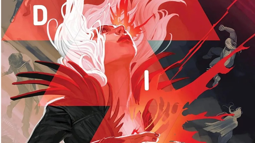 Ash looking up as her hair billows