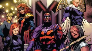 Elixir, Briar Raleigh, Unuscione, Magneto, Exodus, and Marrow sitting together