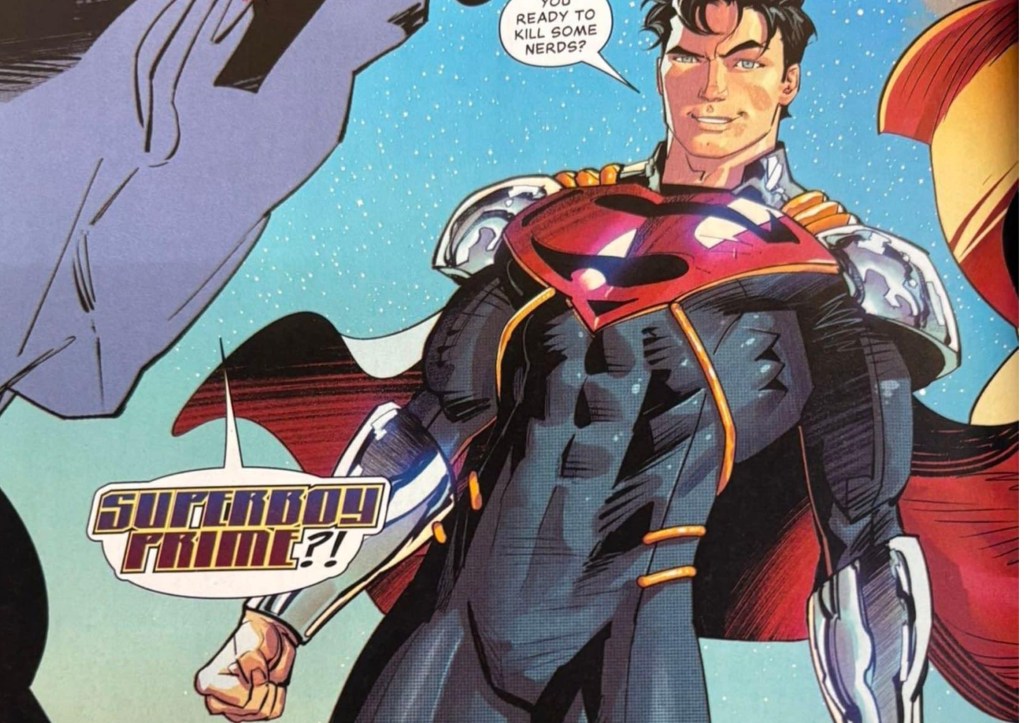 Superboy-Prime talking to Superman