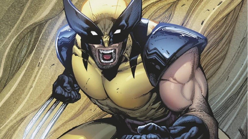 Wolverine looking angry in front of a bunch of smoke