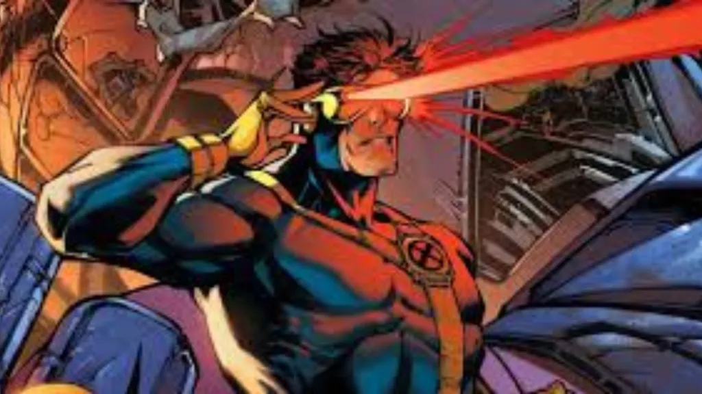 Cyclops firing his optic blasts in his '90s costume
