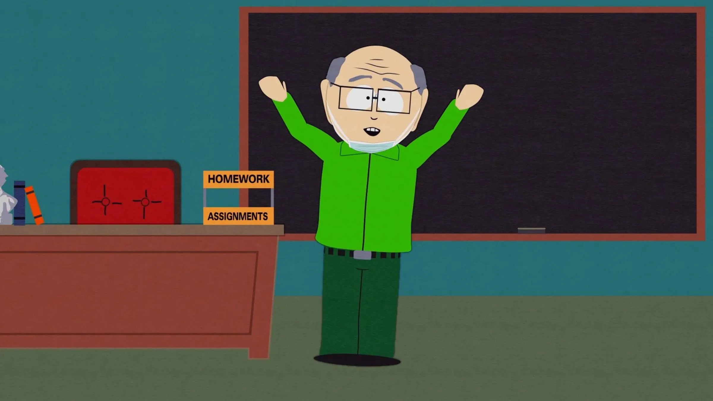 Mr. Garrison teaching in South Park