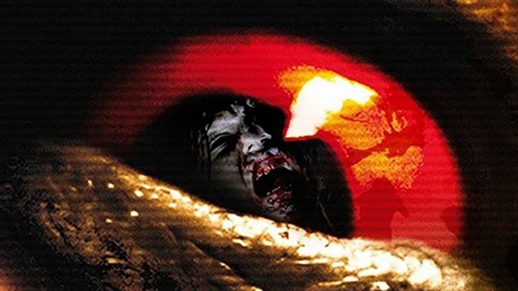 A closeup of a scary eye on the poster for Rec 2
