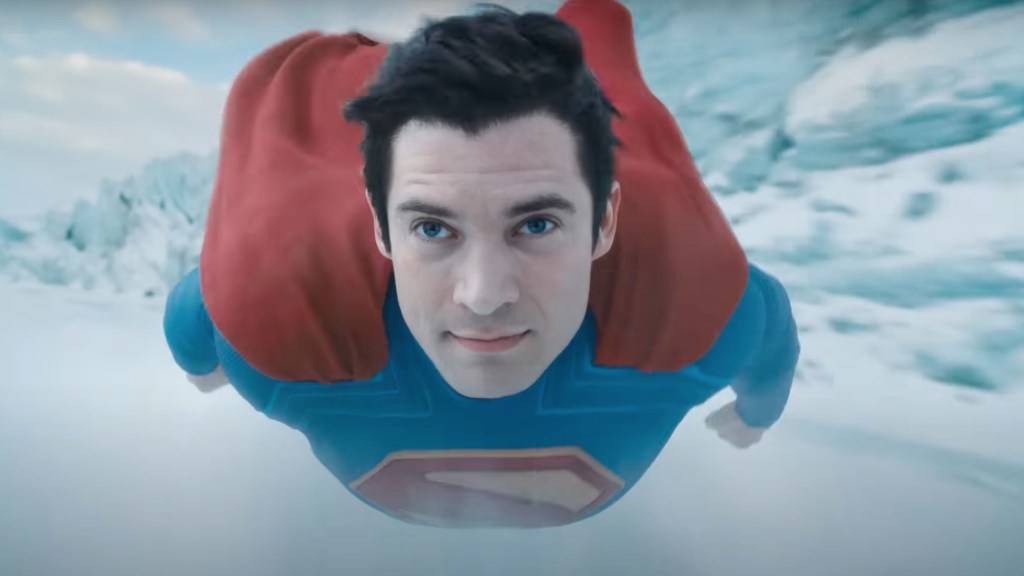 Superman flying in Superman 2025