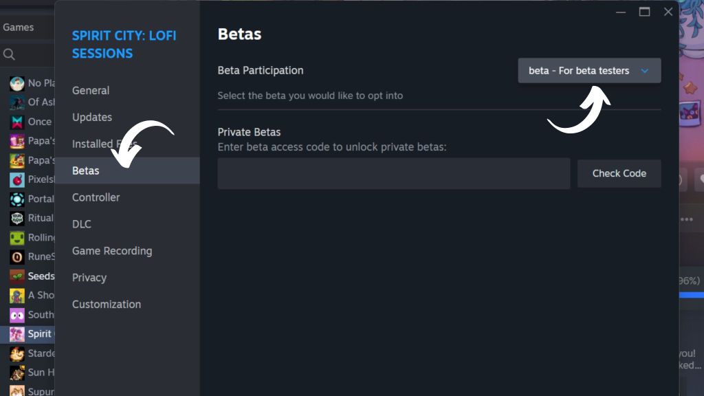 Switching to a Beta Branch for a game in Steam, Part 2